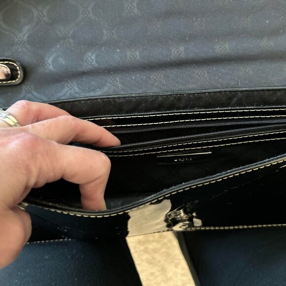 Ladies Sleek Black Dinner Purse/Bag with a Faux Buckle, There's Clasp Underneath - Picture 2 of 16